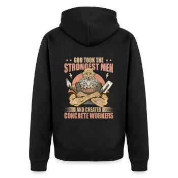 God took Stongest Created Concrete Workers US Flag - Unisex Premium Bio Zip Hoodie - Schwarz - Hinten - Nico (187cm)