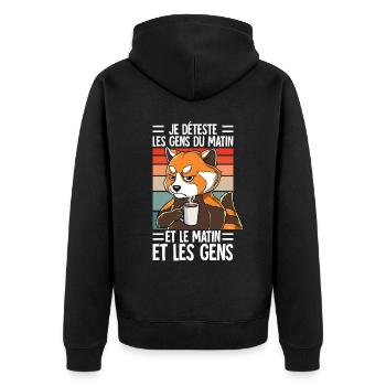 Je Déteste Les Gens Café - Veste à capuche bio Premium Unisexe - noir - Dos - Nico (187cm)