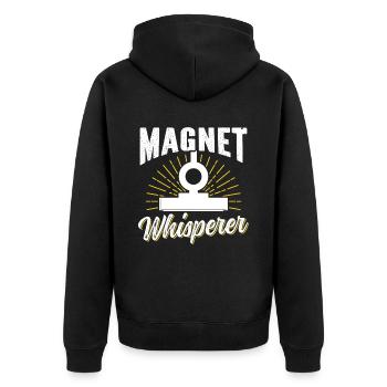 Magnet Whisperer Magnet Fisherman Magnet Fishing - Unisex Premium Organic Zip Hoodie - black - Back - Nico (187cm)