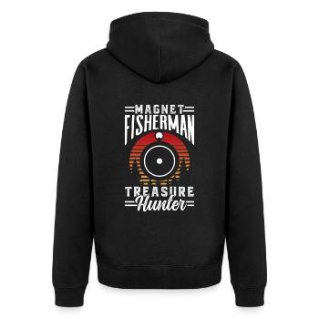 Magnetfischer Schatzsucher Magnet Magnetfischen - Unisex Premium Bio Zip Hoodie - Schwarz - Hinten - Nico (187cm)