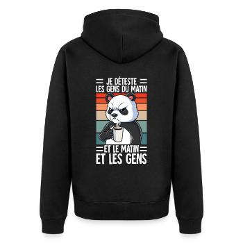 Je Déteste Les Gens Café - Veste à capuche bio Premium Unisexe - noir - Dos - Nico (187cm)