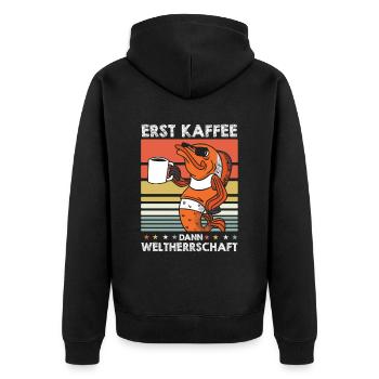 Clownfisch Kaffee Sonnenbrille - Unisex Premium Bio Zip Hoodie - Schwarz - Hinten - Nico (187cm)