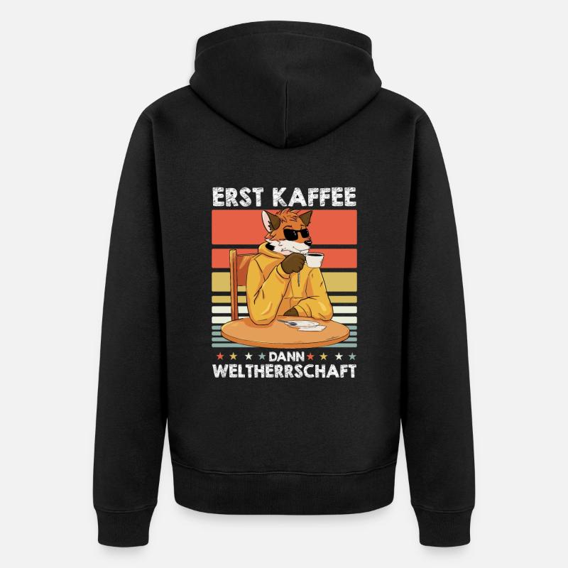Fuchs Sonnenbrille Kaffee - Unisex Premium Bio Zip Hoodie - Schwarz
