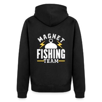 Magnet Fishing Team Magnet Fishing Magnet Fishermen - Unisex Premium Organic Zip Hoodie - black - Back - Nico (187cm)