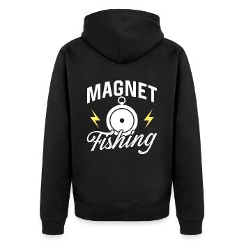 Magnet fishing Magnet - Unisex Premium Organic Zip Hoodie - black - Back - Nico (187cm)