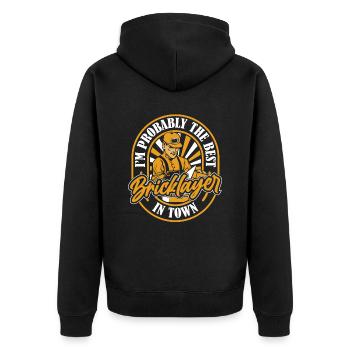 Maurer Lustig - Unisex Premium Bio Zip Hoodie - Schwarz - Hinten - Nico (187cm)