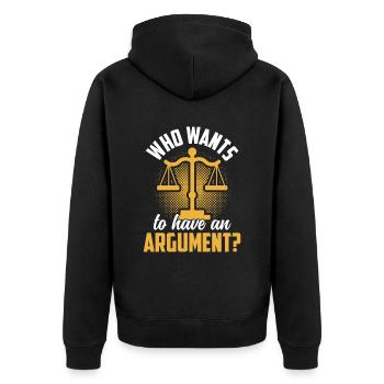 Wer Will Sich Streiten Argument Argumentieren - Unisex Premium Bio Zip Hoodie - Schwarz - Hinten - Nico (187cm)