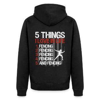 Fencing épée fencing duel gift idea - Unisex Premium Organic Zip Hoodie - black - Back - Nico (187cm)