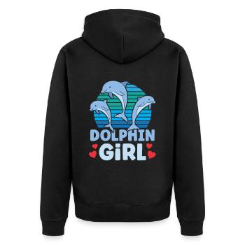 Dolphin Girl Dolphins Dolphins Dolphin Lovers - Unisex Premium Organic Zip Hoodie - black - Back - Nico (187cm)