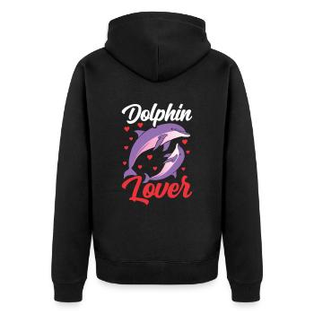 Dolphin lover Dolphins Dolphins Dolphin - Unisex Premium Organic Zip Hoodie - black - Back - Nico (187cm)