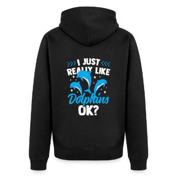 I like dolphins just very much dolphins dolphin - Unisex Premium Organic Zip Hoodie - black - Back - Nico (187cm)