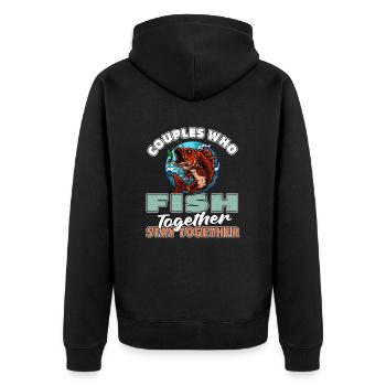 Angler Fishing Couple - Unisex Premium Organic Zip Hoodie - black - Back - Nico (187cm)