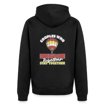 Heißluftballon Ballonfahren Paar - Unisex Premium Bio Zip Hoodie - Schwarz - Hinten - Nico (187cm)
