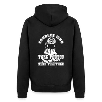 Photographer Photography Camera Couple - Unisex Premium Organic Zip Hoodie - black - Back - Nico (187cm)