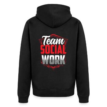 Social Work Team Social Work Social Workers - Unisex Premium Organic Zip Hoodie - black - Back - Nico (187cm)