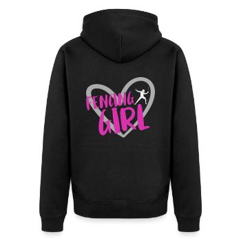 Fechten Degen Fechtduell Geschenkidee - Unisex Premium Bio Zip Hoodie - Schwarz - Hinten - Nico (187cm)