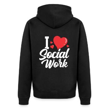 I Love Social Work Social Worker Training - Unisex Premium Organic Zip Hoodie - black - Back - Nico (187cm)