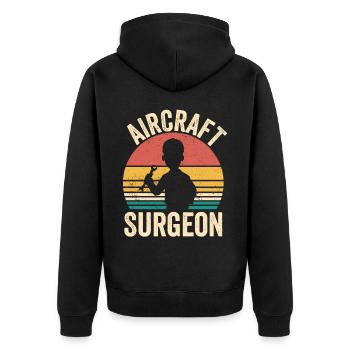 Aircraft Surgeon Aviation Cool Aerospace Vintage - Unisex Premium Organic Zip Hoodie - black - Back - Nico (187cm)