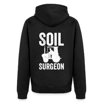 Soil Surgeon Landwirt Landwirtschaft - Unisex Premium Bio Zip Hoodie - Schwarz - Hinten - Nico (187cm)
