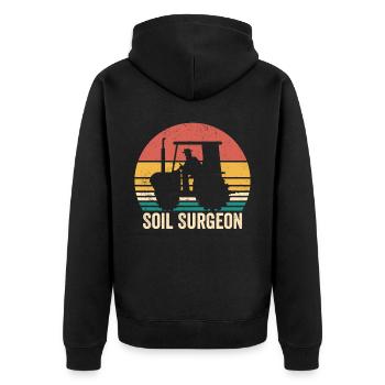 Soil Surgeon Landwirt Landwirtschaft Vintage - Unisex Premium Bio Zip Hoodie - Schwarz - Hinten - Nico (187cm)