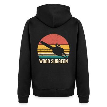 Holzchirurg Holzarbeiter Schreiner Vintage - Unisex Premium Bio Zip Hoodie - Schwarz - Hinten - Nico (187cm)