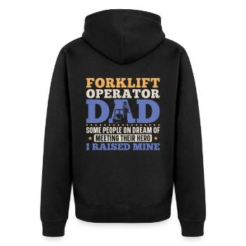 Certified Forklift Truck Operator - Unisex Premium Organic Zip Hoodie - black - Back - Nico (187cm)