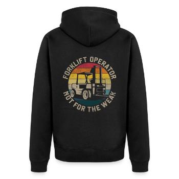 Certified Forklift Truck Operator - Unisex Premium Bio Zip Hoodie - Schwarz - Hinten - Nico (187cm)