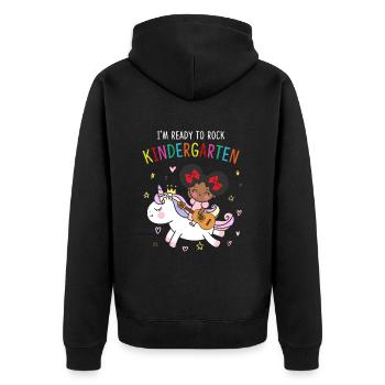 I'm Ready To Rock Kindergarten Unicorn - Unisex Premium Organic Zip Hoodie - black - Back - Nico (187cm)