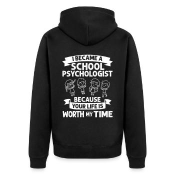 Schulpsychologe Schulpsychologie Psychologie - Unisex Premium Bio Zip Hoodie - Schwarz - Hinten - Nico (187cm)