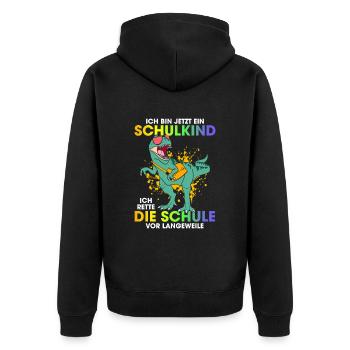 Ich Bin Jetzt Ein Schulkind Ich Rette Die Schule - Unisex Premium Bio Zip Hoodie - Schwarz - Hinten - Nico (187cm)