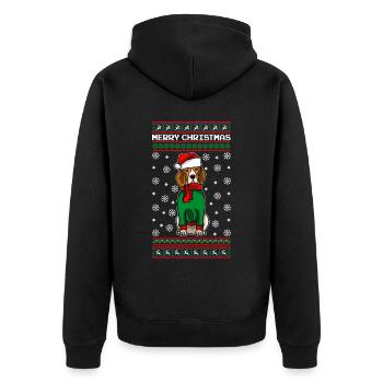 Chien Beagle avec pull de Noël moche - Veste à capuche bio Premium Unisexe - noir - Dos - Nico (187cm)