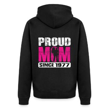 Proud Mom Since 1977 - Unisex Premium Organic Zip Hoodie - black - Back - Nico (187cm)