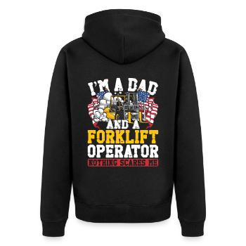 Certified Forklift Truck Operator - Unisex Premium Organic Zip Hoodie - black - Back - Nico (187cm)