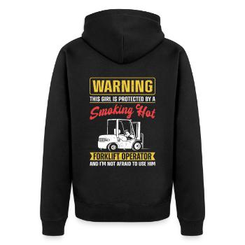 Certified Forklift Truck Operator - Unisex Premium Organic Zip Hoodie - black - Back - Nico (187cm)
