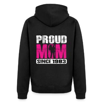 Proud Mom Since 1983 - Unisex Premium Bio Zip Hoodie - Schwarz - Hinten - Nico (187cm)