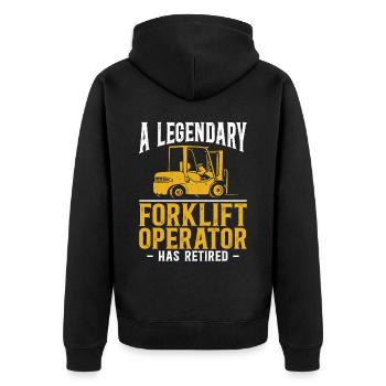 Certified Forklift Truck Operator - Unisex Premium Bio Zip Hoodie - Schwarz - Hinten - Nico (187cm)