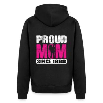 Proud Mom Since 1988 - Unisex Premium Bio Zip Hoodie - Schwarz - Hinten - Nico (187cm)