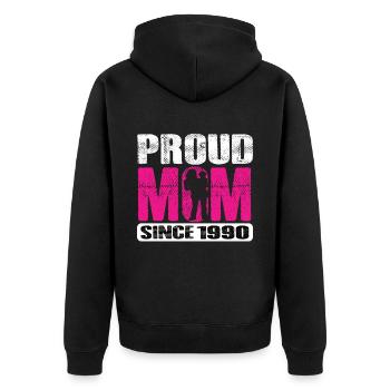 Proud Mom Since 1990 - Unisex Premium Bio Zip Hoodie - Schwarz - Hinten - Nico (187cm)