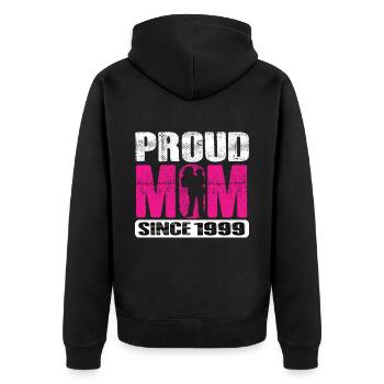 Proud Mom Since 1999 - Unisex Premium Bio Zip Hoodie - Schwarz - Hinten - Nico (187cm)