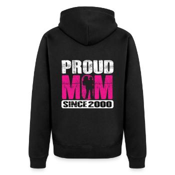 Proud Mom Since 2000 - Unisex Premium Bio Zip Hoodie - Schwarz - Hinten - Nico (187cm)
