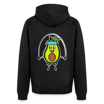 Avocado Seilspringen - Unisex Premium Bio Zip Hoodie - Schwarz - Hinten - Nico (187cm)