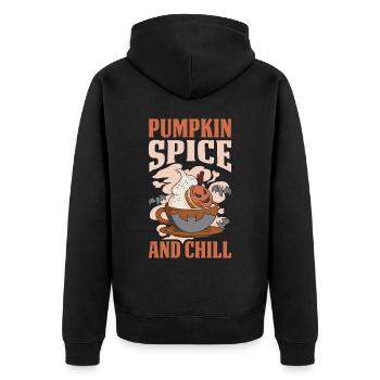 Pumpkin Spice And Chill Pumpkin Gift - Unisex Premium Organic Zip Hoodie - black - Back - Nico (187cm)