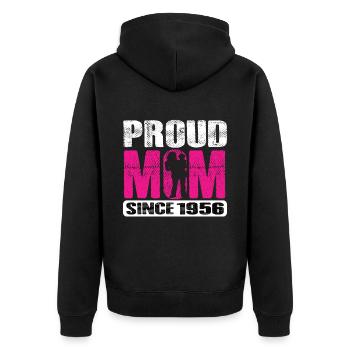 Proud Mom Since 1956 - Unisex Premium Bio Zip Hoodie - Schwarz - Hinten - Nico (187cm)