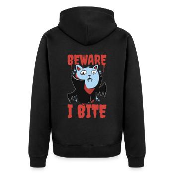 Méfiez-vous de moi que je mords un cadeau de vampire - Veste à capuche bio Premium Unisexe - noir - Dos - Nico (187cm)