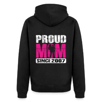 Proud Mom Since 2007 - Unisex Premium Bio Zip Hoodie - Schwarz - Hinten - Nico (187cm)