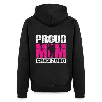 Proud Mom Since 2009 - Unisex Premium Bio Zip Hoodie - Schwarz - Hinten - Nico (187cm)