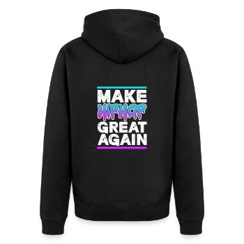 Hip Hop Rap Musik Rapper Hiphop Geschenk - Unisex Premium Bio Zip Hoodie - Schwarz - Hinten - Nico (187cm)