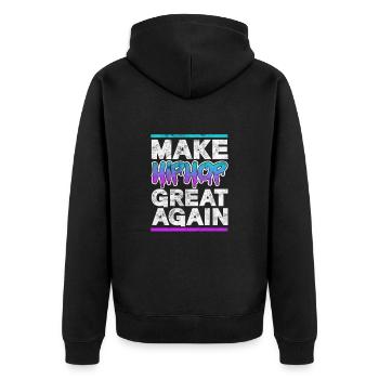 Hip Hop - Unisex Premium Bio Zip Hoodie - Schwarz - Hinten - Nico (187cm)