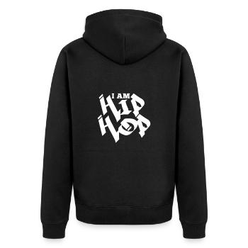 Hip Hop Rap Musik Rapper Hiphop Geschenk - Unisex Premium Bio Zip Hoodie - Schwarz - Hinten - Nico (187cm)