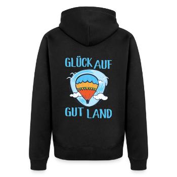 Heissluftballonfahrer Glück Auf Gut Land Geschenk - Unisex Premium Bio Zip Hoodie - Schwarz - Hinten - Nico (187cm)